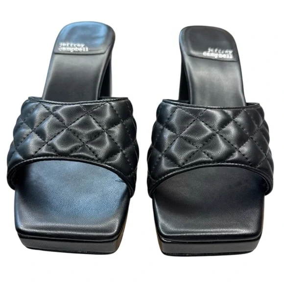 NWOT Jeffrey Campbell Nana Quilted Platform
Mule Heels In Black Size 7.5 - Picture 4 of 11